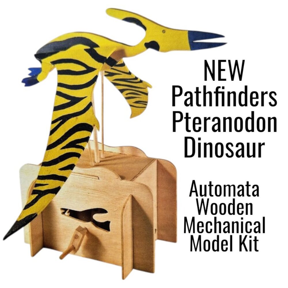 NEW Pathfinders Pteranodon Dinosaur Flying Flapping Automata Wood Mechanical Mod